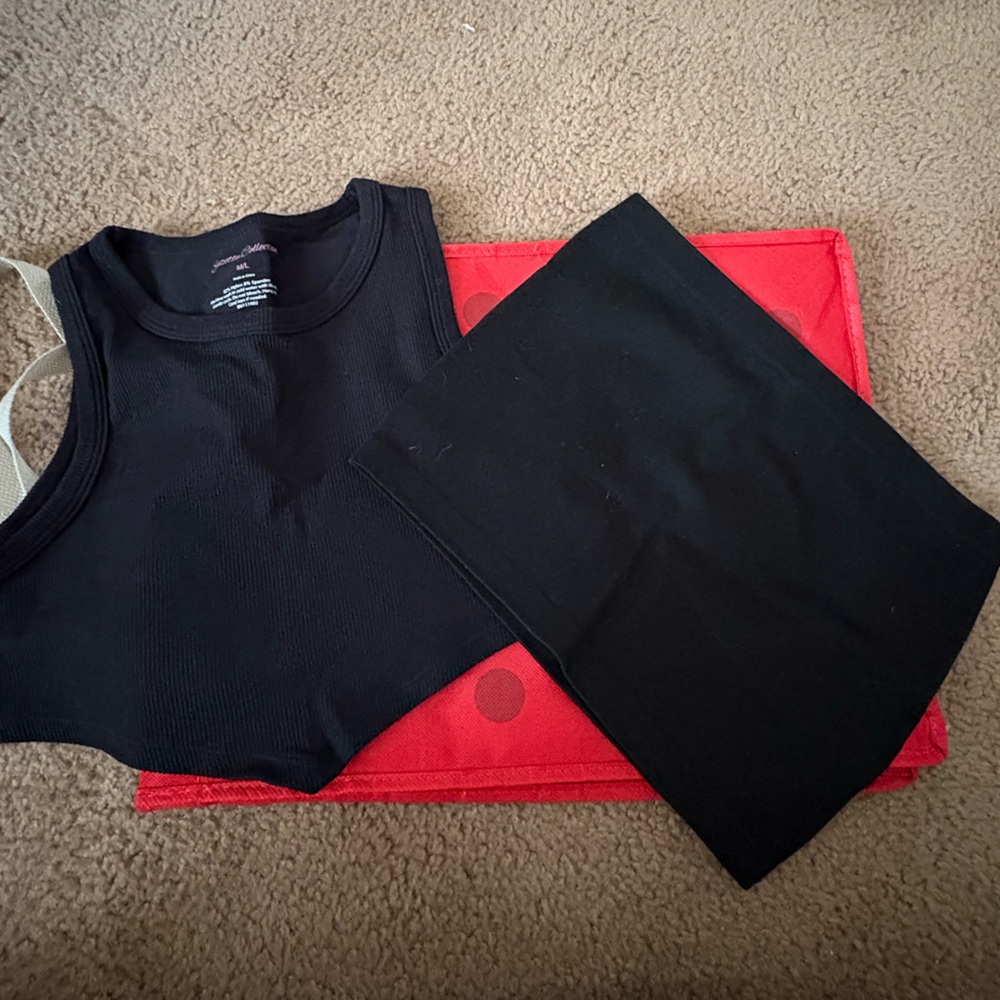 Black Tank Top and bandeau bra